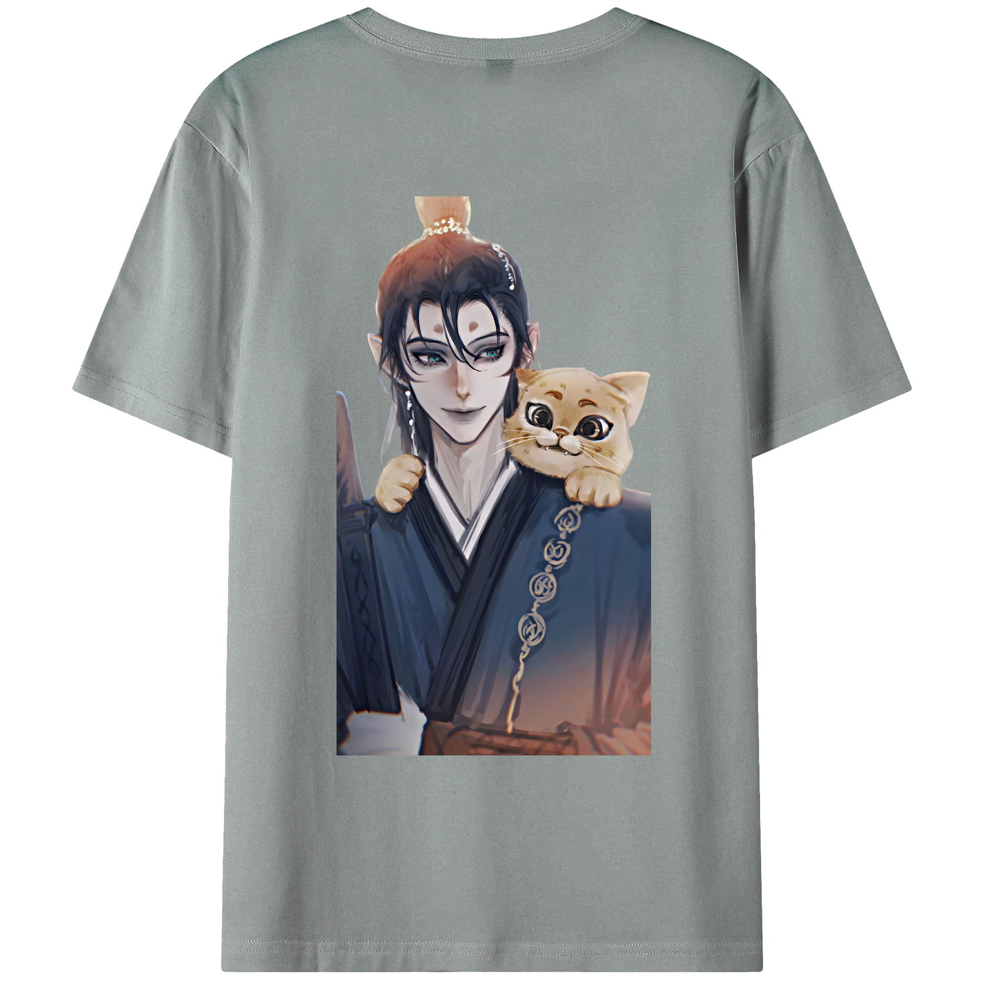 （画像用） Ne Zha 2 ナタ 魔童の大暴れ 綿100％ メンズ半袖Tシャツ（バックプリント） 通気性